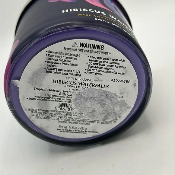 Bath & Body Works 3-wick Hibiscus Waterfalls 14.5-ounce purple candle - Picture 5 of 5